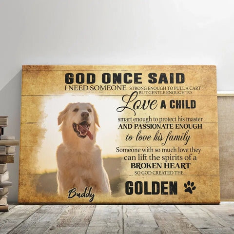 Image of Personalized Pet Memorial Photo Canvas, God Once Said Dog Cat Canvas, Custom Photo Gifts For Pet Loss, Pet Memorial Gifts