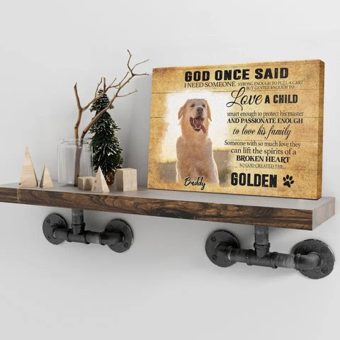 Image of Personalized Pet Memorial Photo Canvas, God Once Said Dog Cat Canvas, Custom Photo Gifts For Pet Loss, Pet Memorial Gifts
