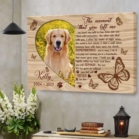 Image of USA MADE Personalized Photo Sympathy Pet Gifts For Dog Loss The Moment That You Left Me