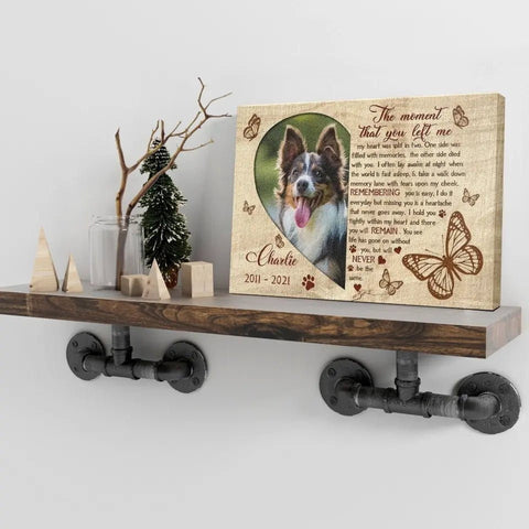 Image of USA MADE Personalized Photo Sympathy Pet Gifts For Dog Loss The Moment That You Left Me