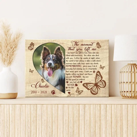 Image of USA MADE Personalized Photo Sympathy Pet Gifts For Dog Loss The Moment That You Left Me
