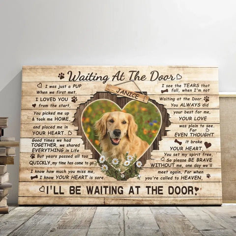 Image of Personalized Pet Memorial Photo Canvas, Waiting At The Door Dog Cat Canvas, Custom Photo Gifts For Pet Loss, Pet Memorial Gifts