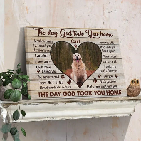 Image of Personalized Pet Memorial Photo Canvas, The Day God Took You Home Dog Cat Wall Art, Dog Loss Gifts, Pet Sympathy Gifts