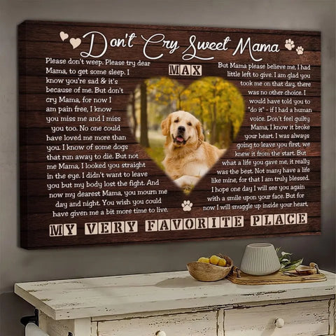 Image of USA MADE Personalized Photo Canvas Prints, Dog Loss Gifts, Pet Memorial Gifts, Dog Sympathy, Don't Cry Sweet Mama