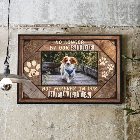Image of USA MADE Personalized Photo Canvas Prints, Dog Loss Gifts, Pet Memorial Gifts, Dog Sympathy, Love Dog, No Longer By Out Side