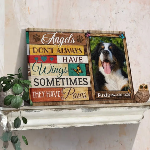 Image of USA MADE Personalized Photo Canvas Prints, Dog Loss Gifts, Pet Memorial Gifts, Dog Sympathy, Angels Don't Always Have Wings