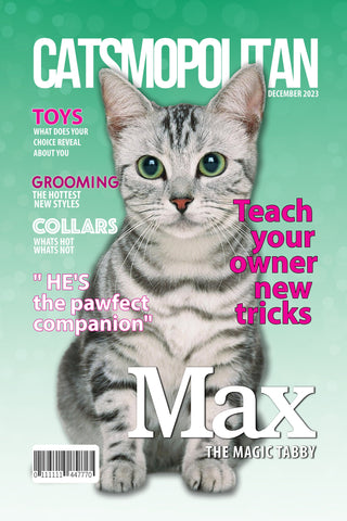 Image of Catmopolitan Personalized Pet Poster Canvas Print | Personalized Dog Cat Prints | Magazine Covers | Custom Pet Portrait Poster