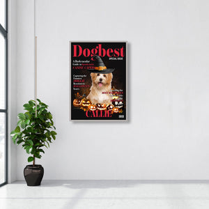 USA MADE Dogbest Personalized Pet Poster Canvas Print, Personalized Dog Cat Prints, Halloween Magazine Cover, Custom Pet Portrait Poster