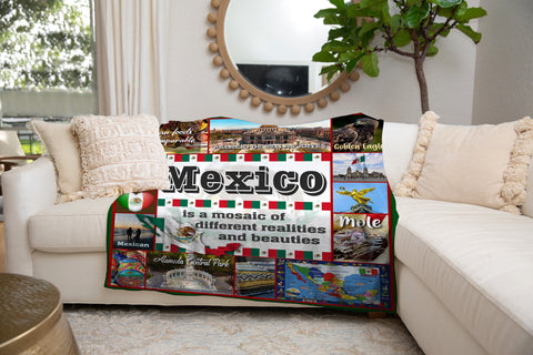 Image of Personalized MEXICO Custom Blanket, Minky Blanket, Fleece Blanket, Sherpa Blanket, Throw Blanket, Gift for Mom Dad Her Him Kids, Christmas Gift