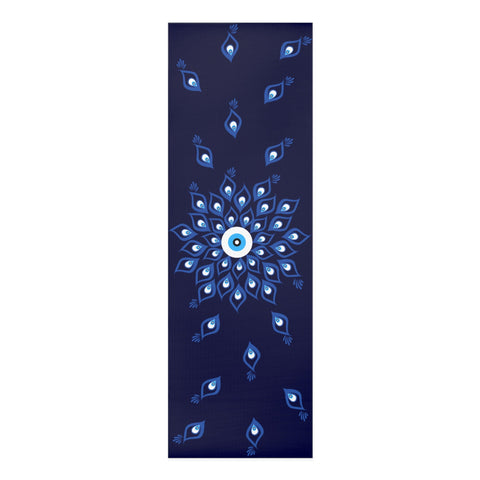 Image of Peacock Yoga Mat, Foam Yoga Mat, Art Yoga Mat, Blue Yoga Mat, Unique Yoga Mat