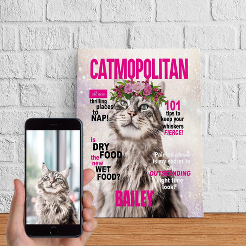Image of Catmopolitan Personalized Pet Poster Canvas Print | Personalized Dog Cat Prints | Magazine Covers | Custom Pet Portrait Poster