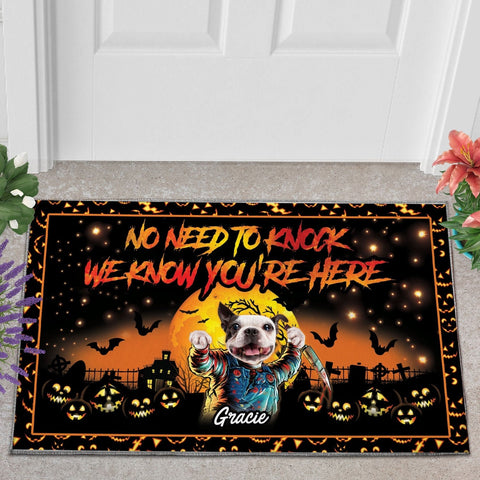 Image of Personalized Pet Doormat, Chuckaw No Need To Knock Custom 1 Pet Doormat, Floormat, Kitchenmat