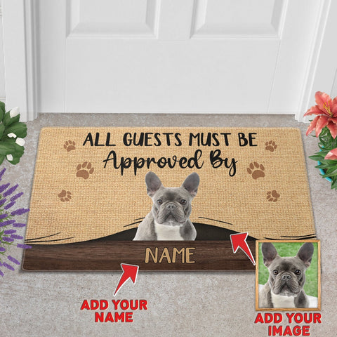 Image of USA MADE Personalize All Pet Must Be Approved By Doormat | Personalized Pet Doormat, Floormat, Kitchen Mat, Home Decor, Rug, Gift