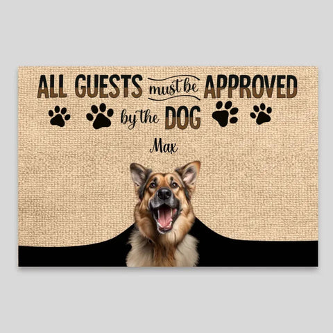 Image of Personalized Name & Photo Pet Doormat, All Guest Must Be Approved By The Dog Doormat, Floormat, Kitchen Mat