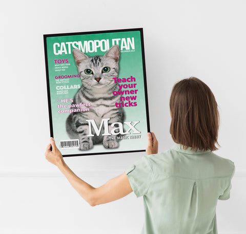 Image of Catmopolitan Personalized Pet Poster Canvas Print | Personalized Dog Cat Prints | Magazine Covers | Custom Pet Portrait Poster
