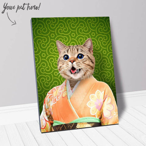 Image of USA MADE Personalized Pet Portrait on Canvas, Poster or Digital Download | Orenjisan - Japanese Geisha & Kimono Inspired Custom Pet Portrait