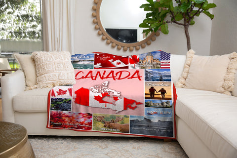 Image of Personalized CANADA Custom Blanket, Minky Blanket, Fleece Blanket, Sherpa Blanket, Throw Blanket, Mom Dad Her Him Kid Christmas Gift