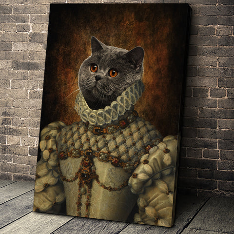Image of USA MADE Queen Elizabeth Custom Pet Portrait Personalized Dog Cat Canvas, Poster, Digital Download Wallarts | Customized Pet Gifts