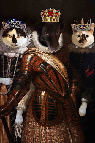 Image of USA MADE The Trio Custom Pet Portrait Personalized Dog Cat Canvas, Poster, Digital Download Wallarts | Customized Pet Gifts