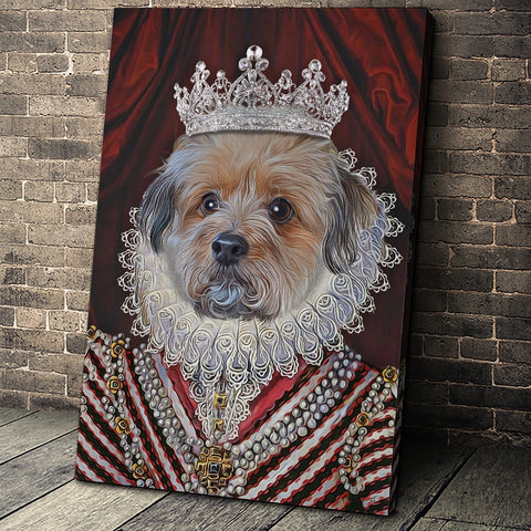 Image of USA MADE The Diamond Queen Custom Pet Portrait Personalized Dog Cat Canvas, Poster, Digital Download Wallarts | Customized Pet Gifts