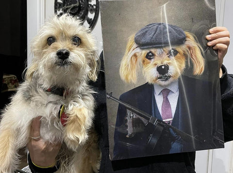 Image of USA MADE Personalized Pet Portrait on Canvas, Poster or Digital Download | Big Jobs - Peaky Blinders & Gangster Inspired Custom Pet Portrait