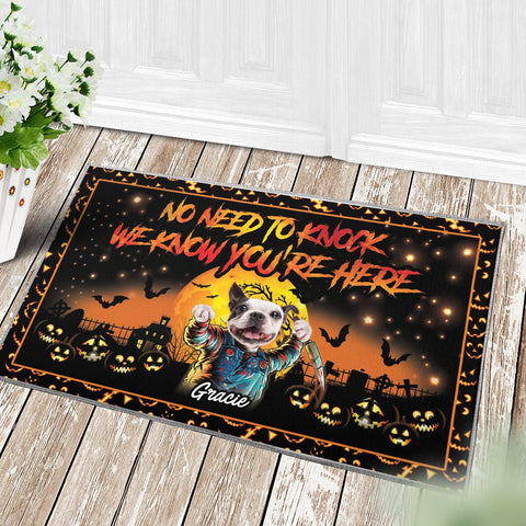 Image of Personalized Pet Doormat, Chuckaw No Need To Knock Custom 1 Pet Doormat, Floormat, Kitchenmat