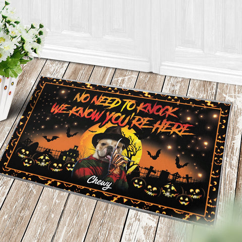 Image of Personalized Pet Doormat, Freddipaw No Need To Knock Custom 1 Pet Doormat, Floormat, Kitchenmat
