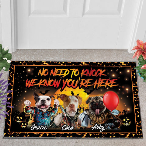 Image of USA MADE No Need To Knock Custom 3 Pets Doormat | Personalized Pet Doormat, Floormat, Kitchenmat Home Decor