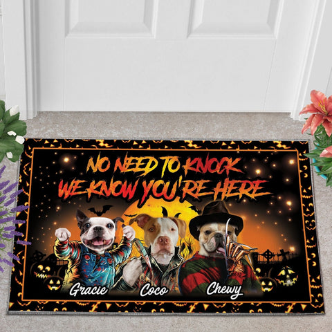 Image of USA MADE No Need To Knock Custom 3 Pets Doormat | Personalized Pet Doormat, Floormat, Kitchenmat Home Decor