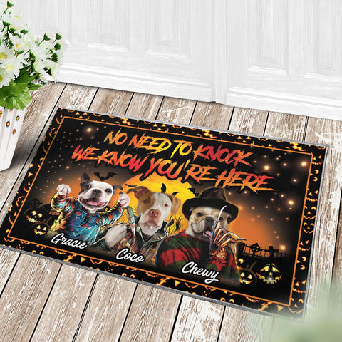 Image of USA MADE No Need To Knock Custom 3 Pets Doormat | Personalized Pet Doormat, Floormat, Kitchenmat Home Decor