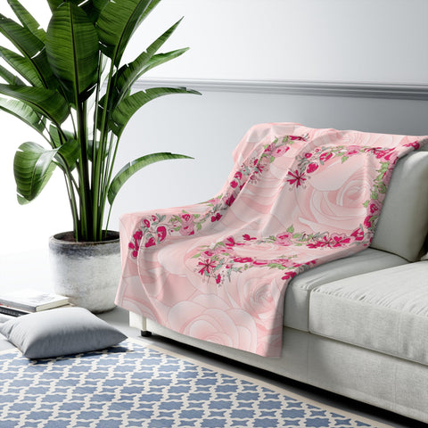 Image of USA Printed Custom Blanket, 12 Year Old Girl Blanket, Pink Rose Blanket, Birthday Blanket, Personalized Blanket Fleece Blanket, Gift for her