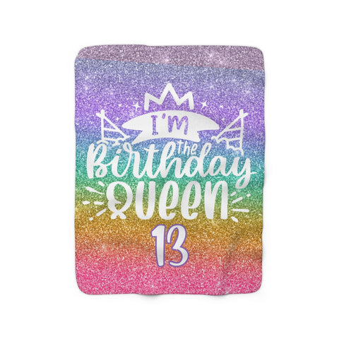Image of Personalized Birthday Blanket, 13 Year Old Girl Blanket, I'm Birthday Queen 13, Birthday Blanket, Gift for Her, Birthday Gift