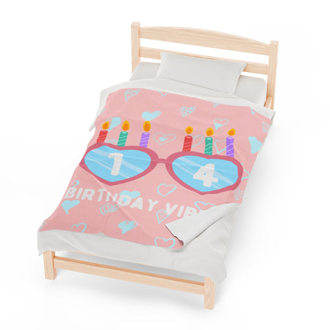 Image of Personalized 14 Year Old Girl Blanket, Custom Birthday Blanket, Birthday Vibes Blanket, 14th Birthday Blanket , Birthday Gifts
