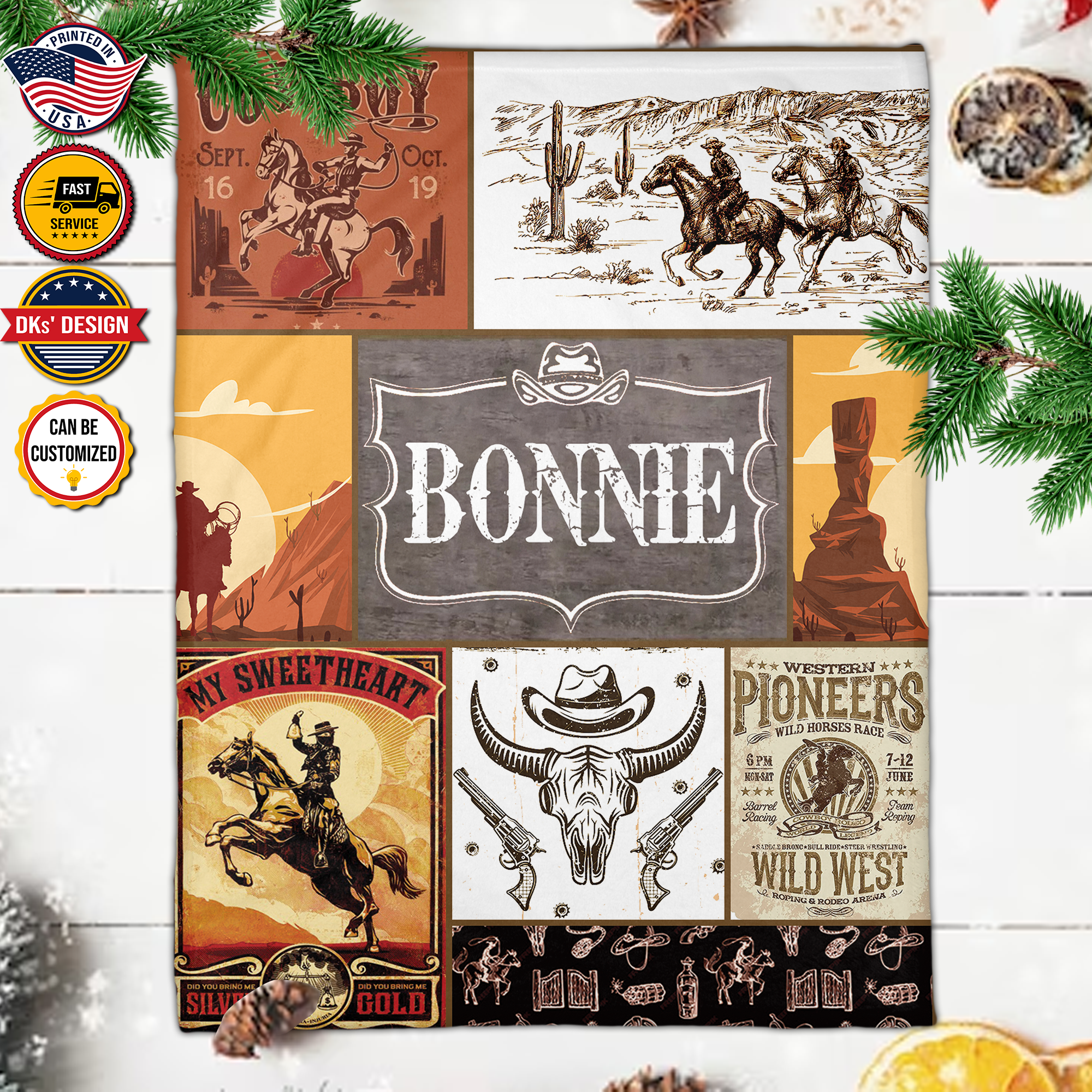 Personalized Cowboy With Custom Name Blanket, Personalized Cowboy Kid Blanket, Christmas Baby Blanket, Birthday Gifts, Christmas Gifts