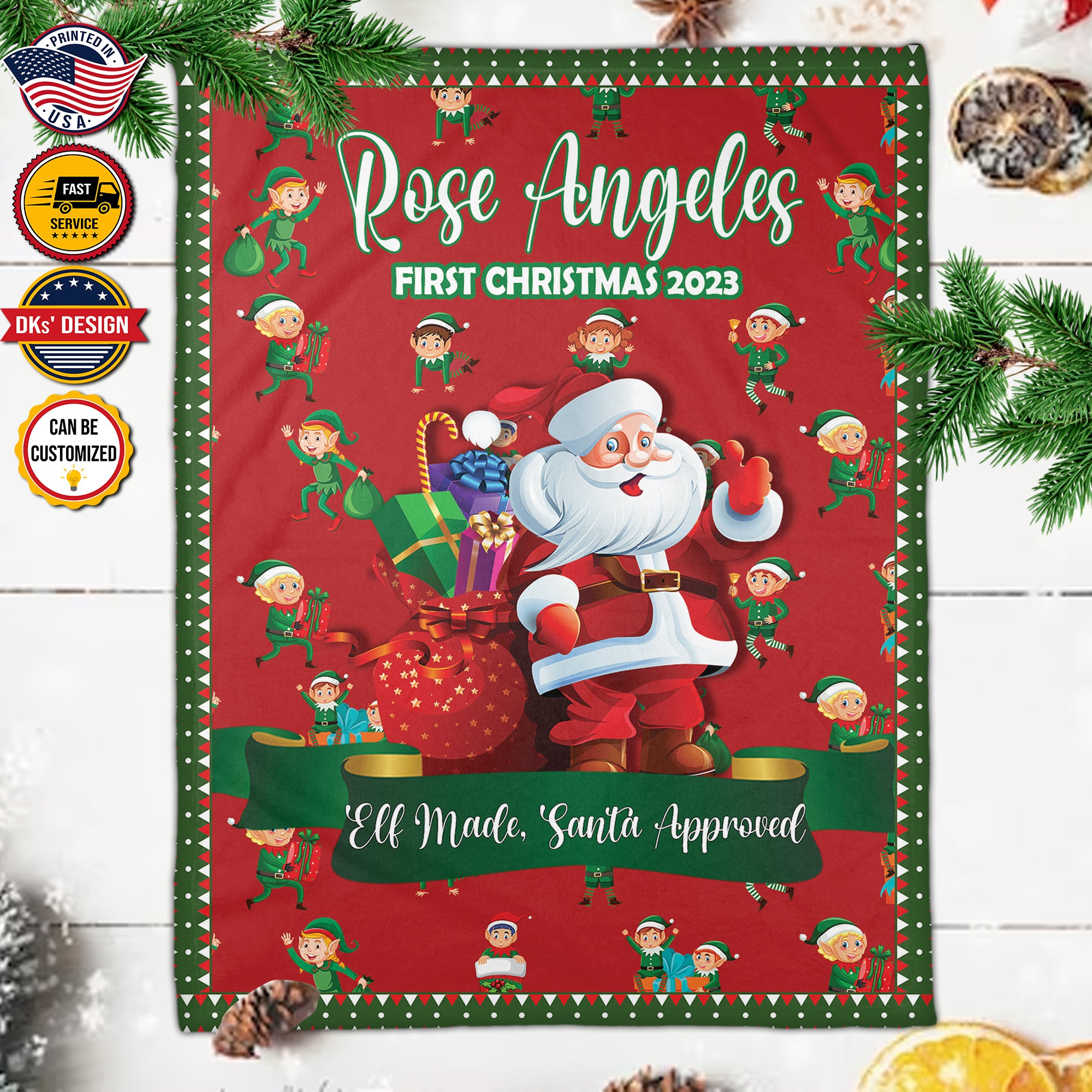 Personalized Elf First Christmas Custom Name Blanket, Baby First Christmas, Christmas Baby 2023 Blanket, Christmas Gifts