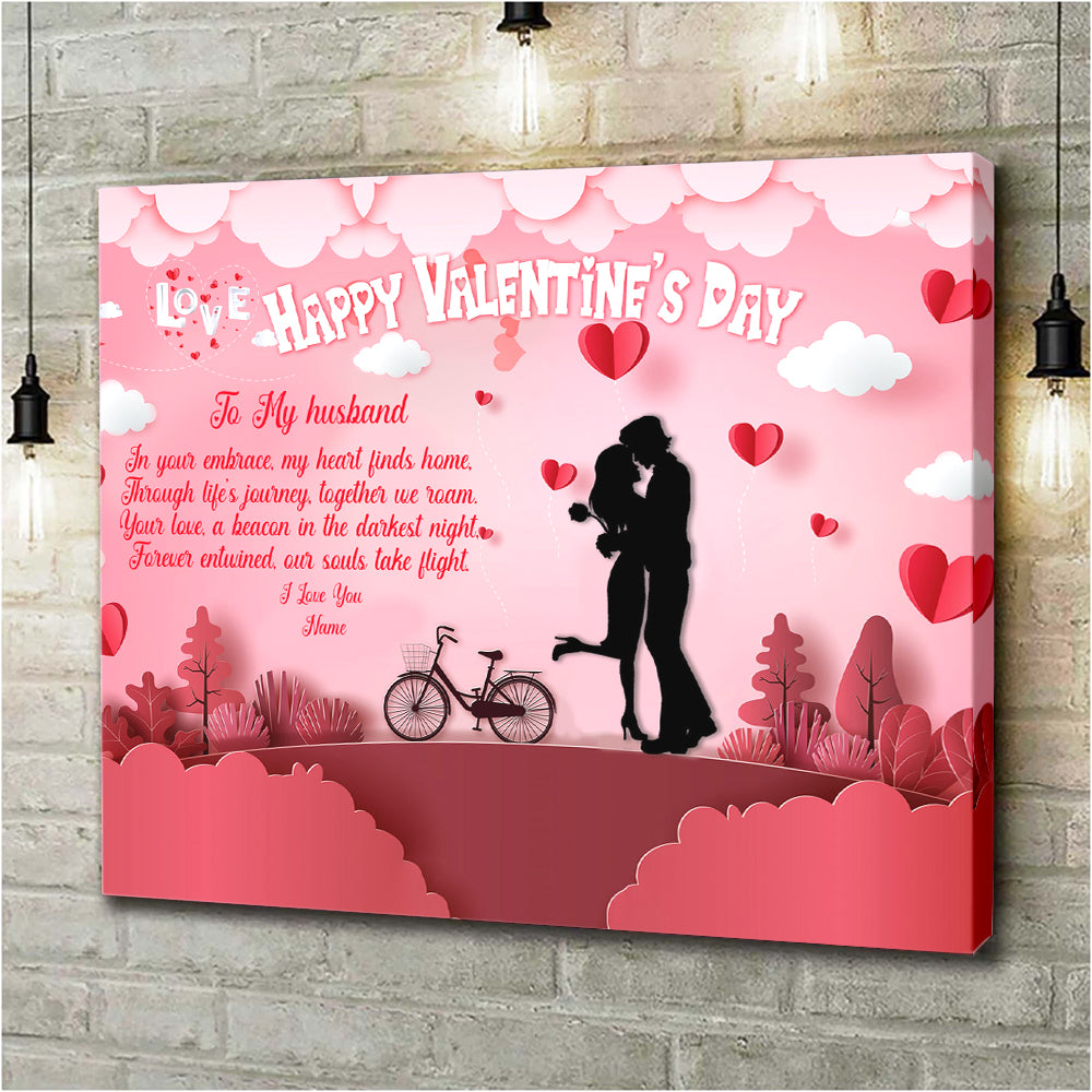 Personalized Valentine Canvas, To My Husband Canvas, Happy Valentine's Day Custom Name Canvas, Customized Valentine's Day Gifts