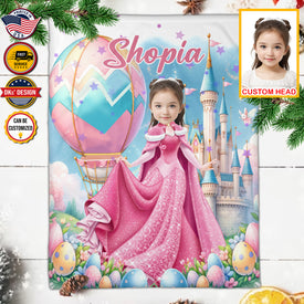 Personalized Easter Blanket, Custom Easter Egg Balloons Blanket, Blanket for Easter Day, Princess Blanket for Girl for Daughter, Holiday Easter Gift