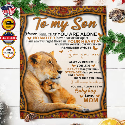 Image of Personalized Son Blanket, Custom Lion Son Blanket, To My Son Blanket, Message Blanket, Lion Blanket For Son, Baby Shower Gift, Gift For Son