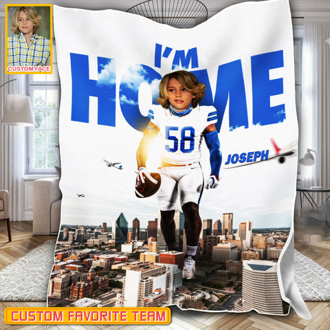 Image of Personalized Name & Photo I'm Home American Football Blanket, Sport Blanket, Football Lover Gift