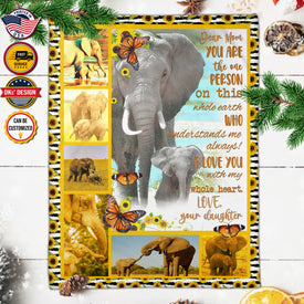 Personalized Mom Blanket, Elephant To My Mom Blanket, Christmas Gift, Birthday Gift, Mother's Day Gifts for Mom for Her