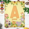 Personalized Safari Initial Animals Baby Kid Custom Name Blanket, Baby Animal Blanket, Safari Animals Blanket, Baby Shower Gifts, Birthday Gifts