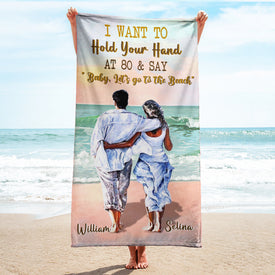 Personalized Name Baby Let's Go To The Beach Couple Beach Towel