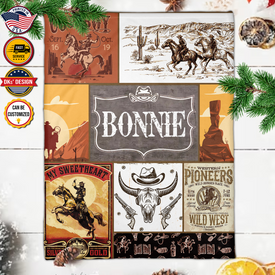 Personalized Cowboy With Custom Name Blanket, Personalized Cowboy Kid Blanket, Christmas Baby Blanket, Birthday Gifts, Christmas Gifts