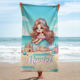 Personalized Name Princess On The Beach Summer Beach Towel