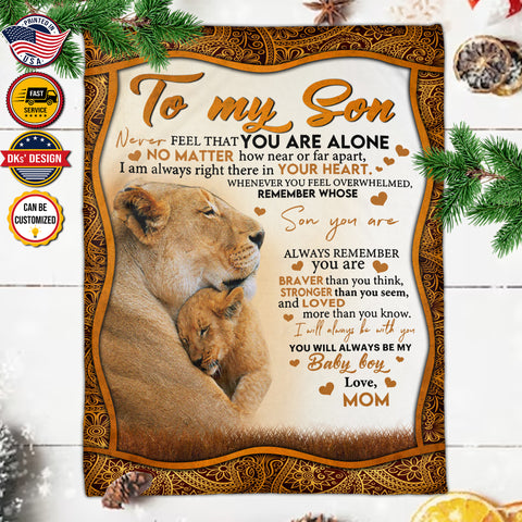 Image of Personalized Lion To My Son Custom Name Blanket, Message Blanket, Lion Blanket For Son, Son Lion Blanket, Boy Blanket, Gift For Son