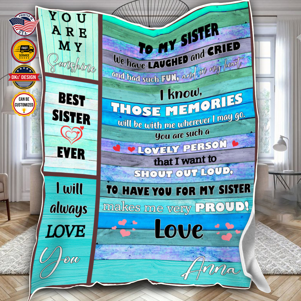 Personalized Sister Blanket, Custom Name Blanket, To My Sister Blanket, Message Blanket, Gift for Sister