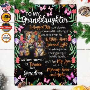 Personalized Granddaughter Blanket, Custom Floral Granddaughter Blanket, To My Granddaughter Blanket, Message Blanket, Gift For Granddaughter