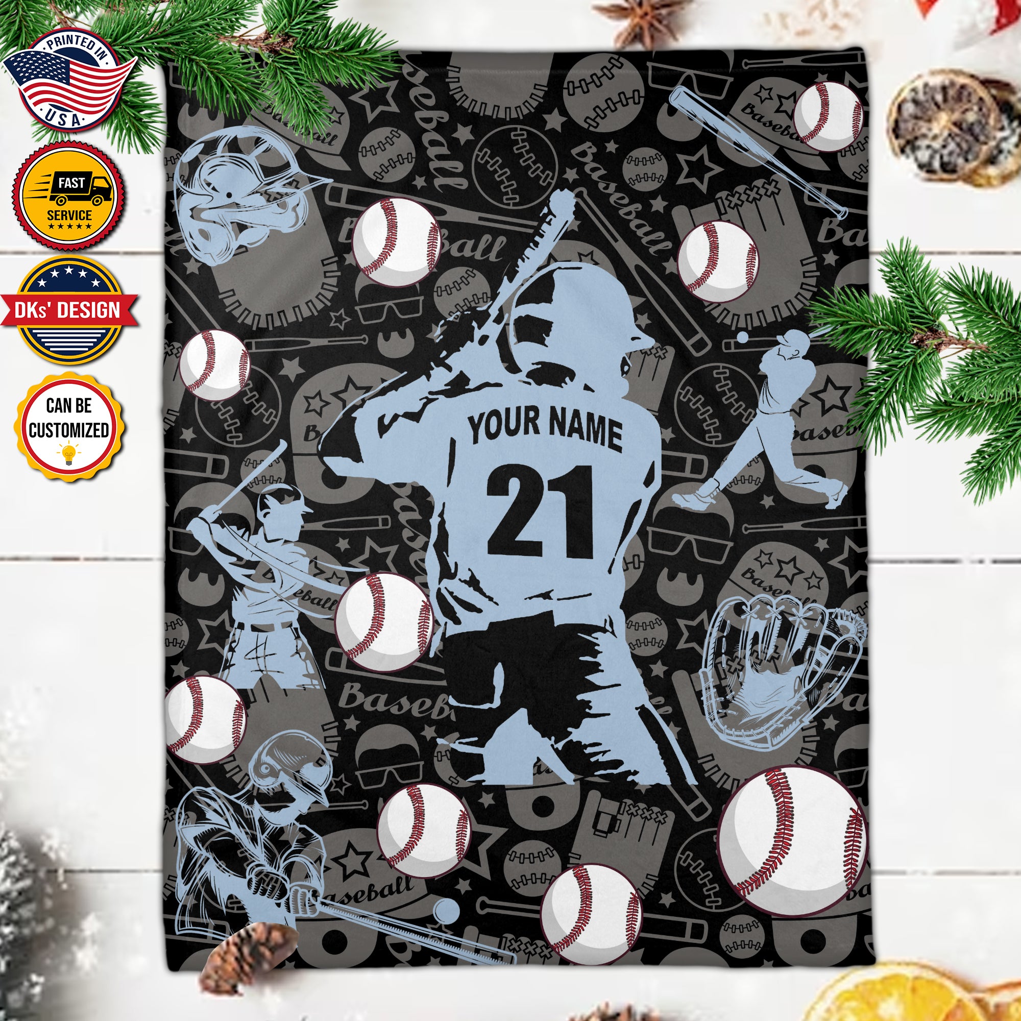 Personalized Baseball Blanket, Baseball Son Blanket, Baseball Boys Blanket, Custom Name And Number Blanket, Baseball Blanket for Son, Sport Blanket