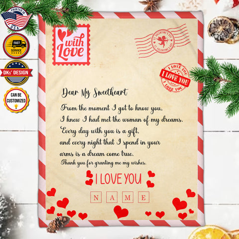Image of Personalized Valentine Blanket, To My Sweetheart Blanket, Custom Love Letters Blanket, Message Blanket, Valentine's Gift