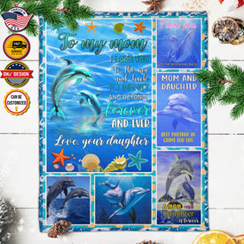Personalized Mom Blanket, Custom Dolphin To My Mom Blanket, Dolphin Blanket, Message Blanket, Ocean Animals Blanket, Mother's Day Gifts